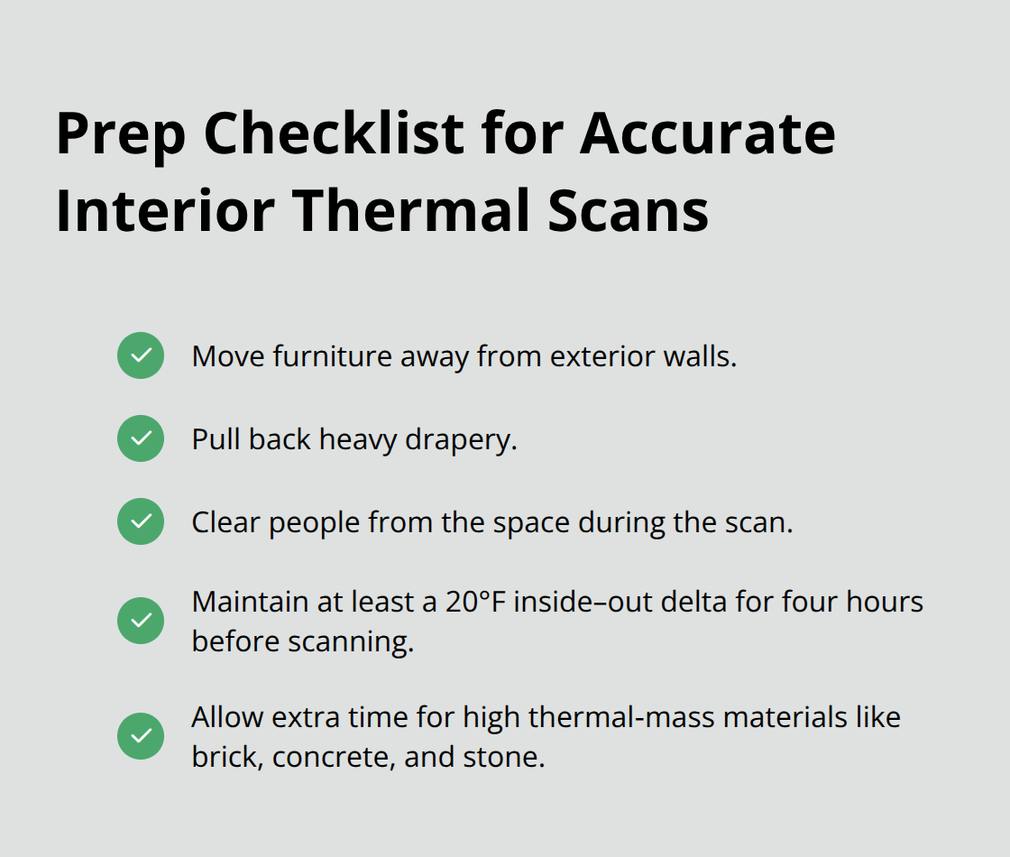 Checklist of steps to prepare a building for interior infrared scanning - building envelope infrared scan