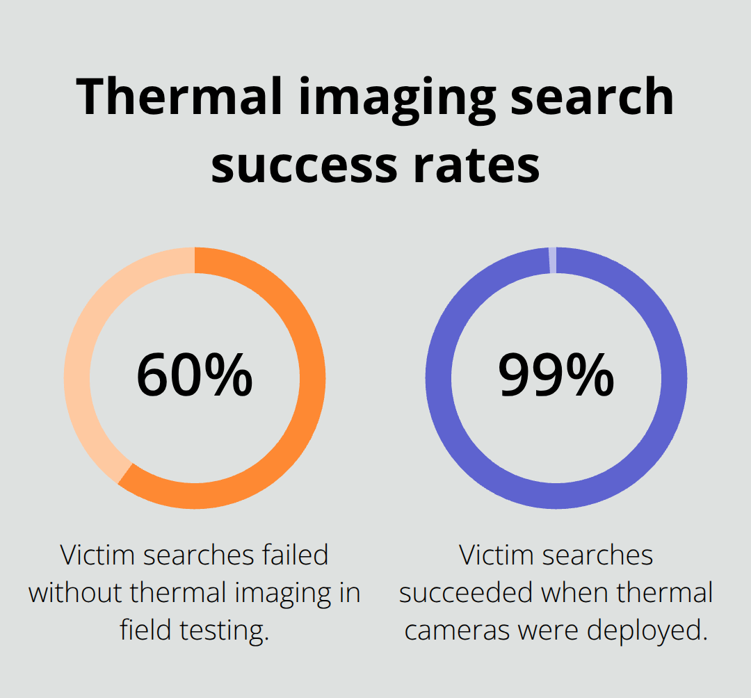 Percentage outcomes of victim searches with and without thermal imaging - emergency thermal search