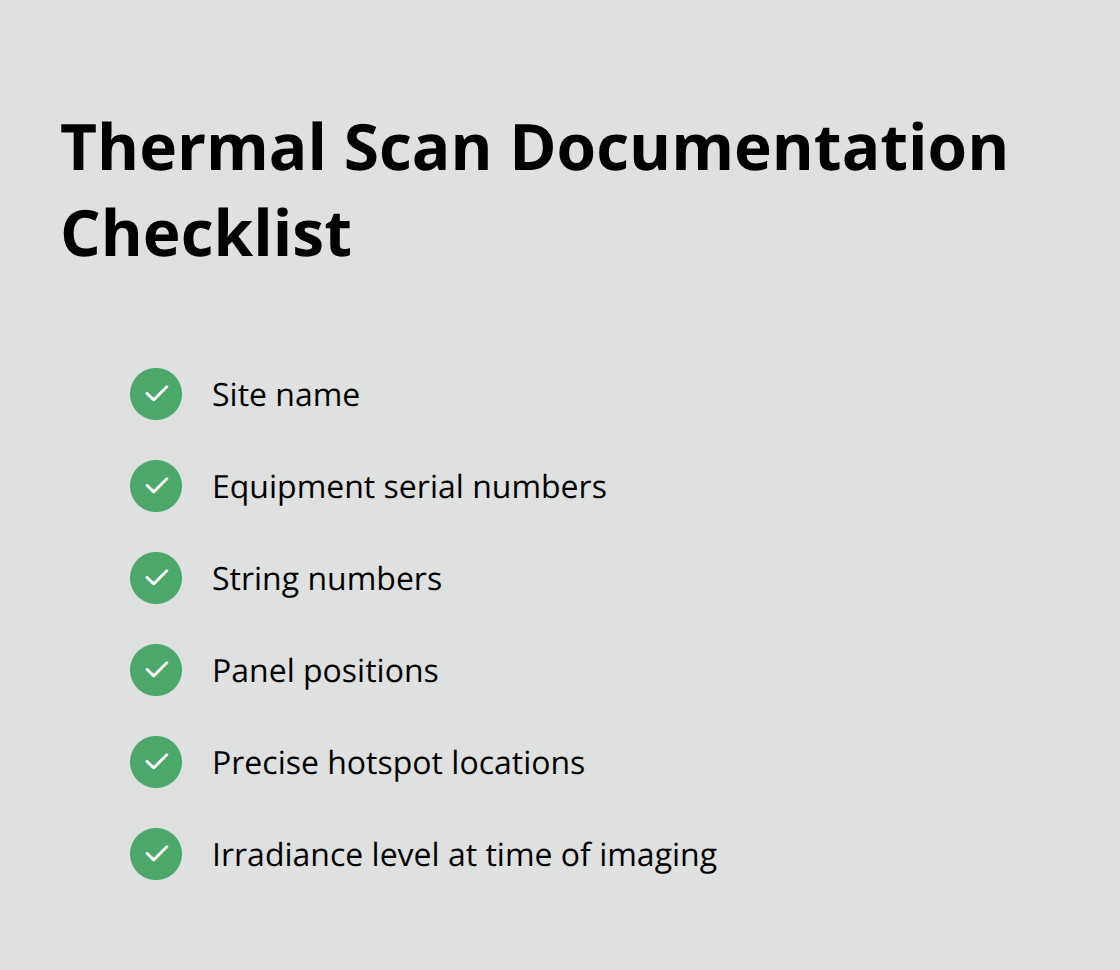 Required data to capture during a solar thermal inspection