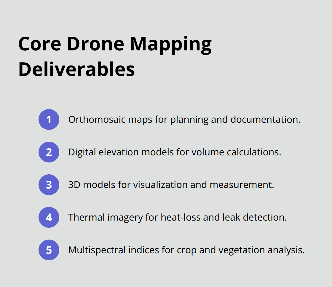 Key outputs generated from processing drone imagery - mapping with drone