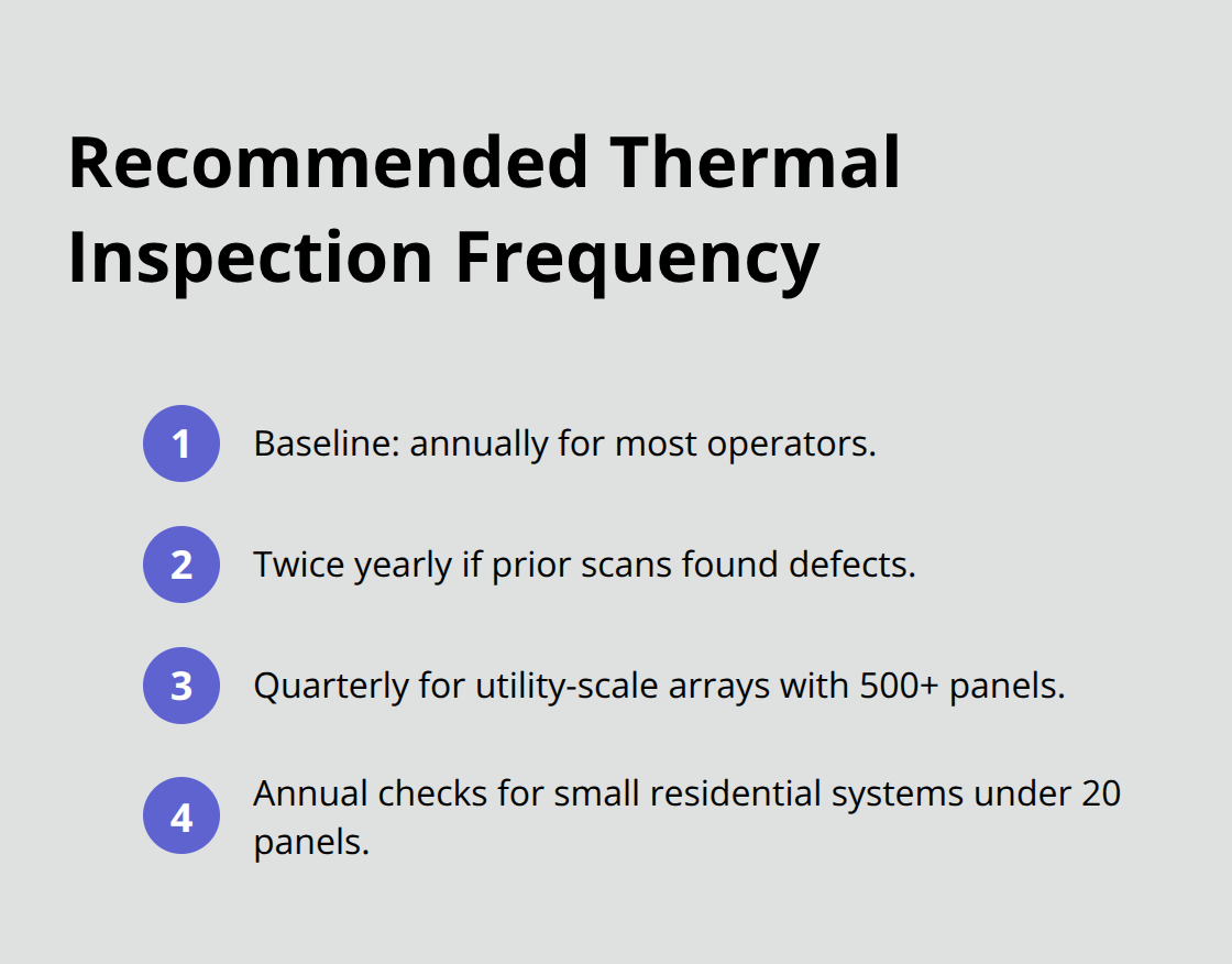 Guidelines for how often to run thermal inspections by array size and condition