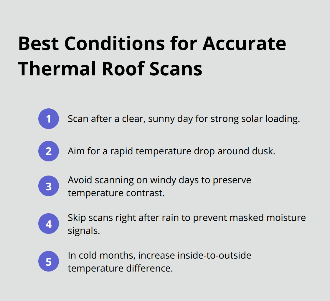 Checklist of weather and timing tips to maximize thermal imaging accuracy on residential roofs