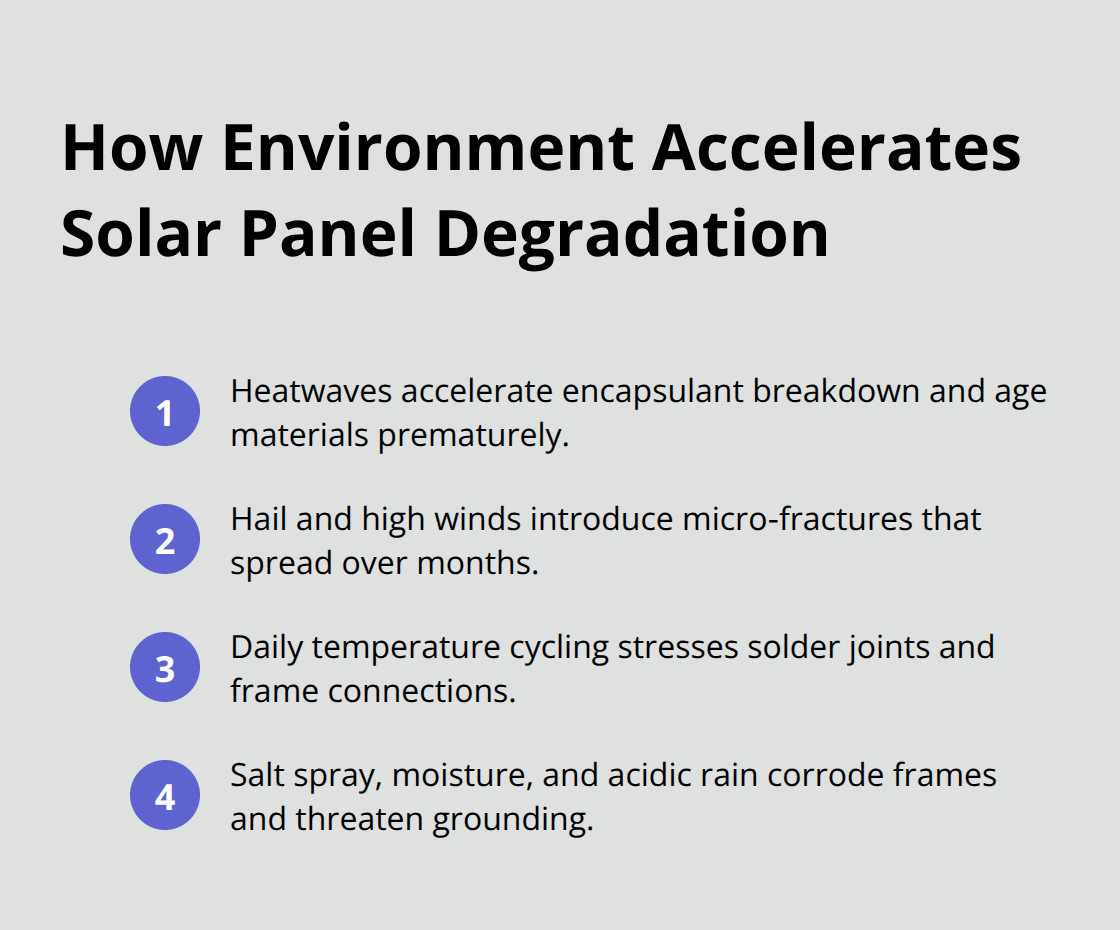 Four key environmental stressors that speed up solar panel wear and reduce output. - rooftop solar inspection