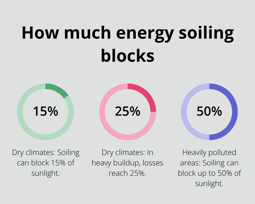 Bar chart of soiling-related solar energy losses in different conditions