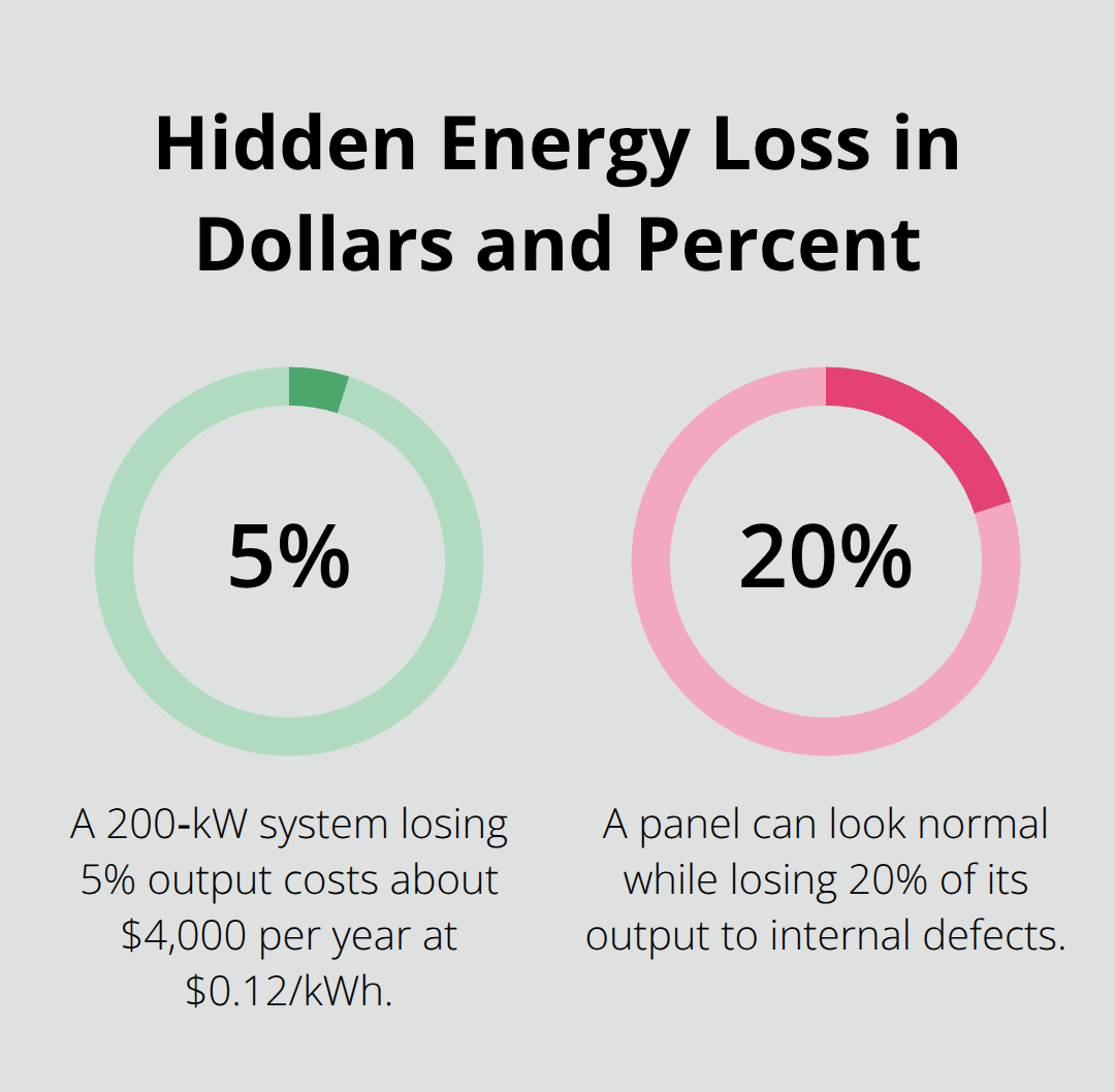 Key percentages showing hidden solar energy loss and its dollar impact - solar PV thermal imaging