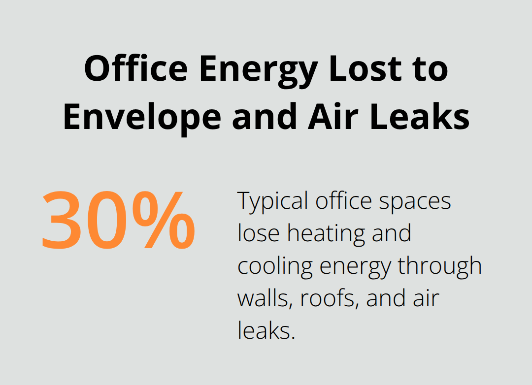 Percentage chart highlighting the share of heating and cooling energy lost in typical U.S. office spaces. - thermography energy efficiency